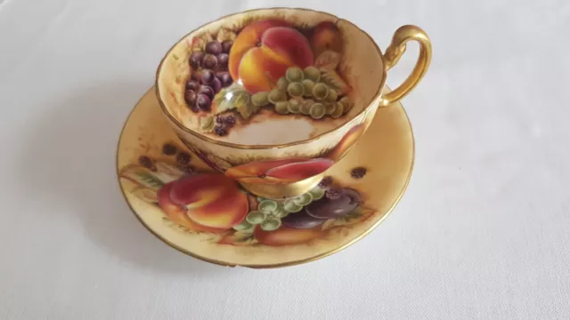 Aynsley Autumn Fruits Vintage Hand Painted Cup And Saucer