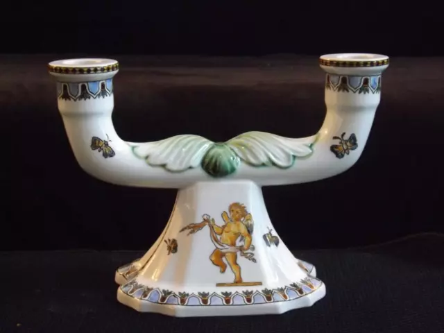 Gien Doppel Arm Kerzenständer Kandelaber Cherubs EXC