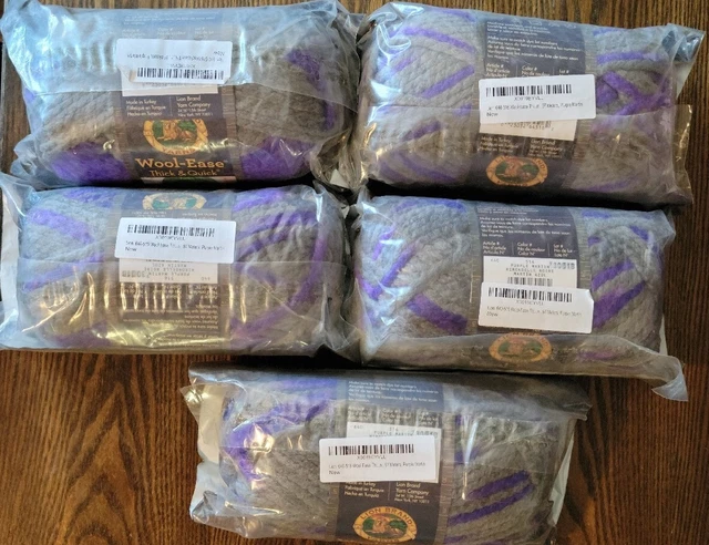 5 Qty Lion Brand Lana Fácil y Rápido 6 Hilos Súper Bulentos Púrpura Martin