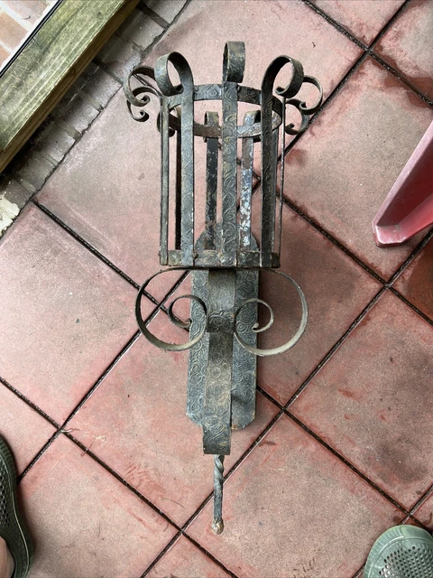 1 One Only Hand Forged Wrought Iron Wall Lamp Mission Era Or Spanish Decor 30”