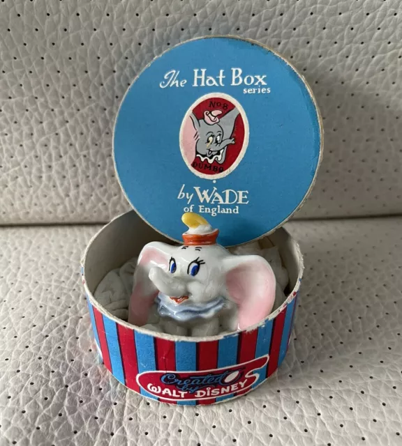 Collectable Rare Wade Walt Disney Hatbox No. 8 Dumbo With Yellow Hat Boxed