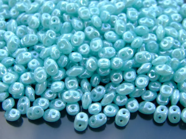 10g Matubo SuperDuo Czech Seed Beads 2.5x5mm Opal Seafoam Luster Jewelry Making