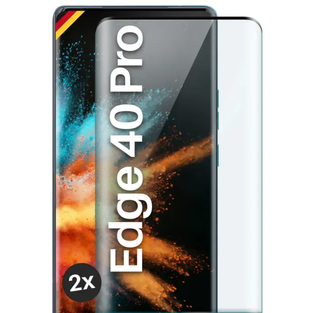 2x Panzerfolie für Motorola Edge 40 Pro Echt Glas Full Screen Cover Schutzglas