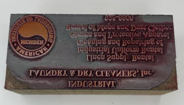 ADVERTISING PRINTING BLOCK OF ANTIQUE American Institute Of Laundry Stamp (AB)