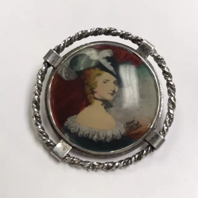 Antique Victorian Sterling Silver Portrait Cameo Brooch