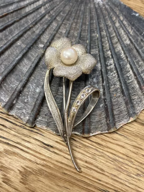 Wunderschöne alte Brosche 925 Silber Anstecknadel Blume Flower 2299.17