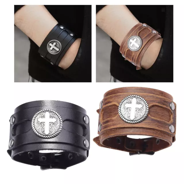 BRACELET PUNK ROCK large en cuir avec boucle de ceinture pour