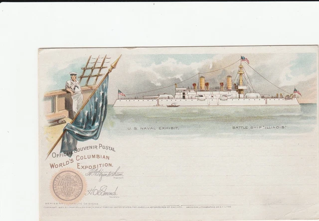 1893 Usa Worlds Columbian Exposition Stationäre Karte / Unbenutzt