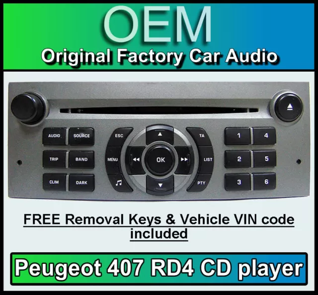 Peugeot 407 car stereo CD player Peugeot RD4 radio + FREE Vin Code and keys