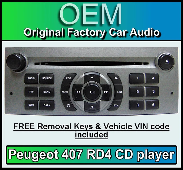 PEUGEOT 407 CAR stereo CD player Peugeot RD4 radio + FREE Vin Code and