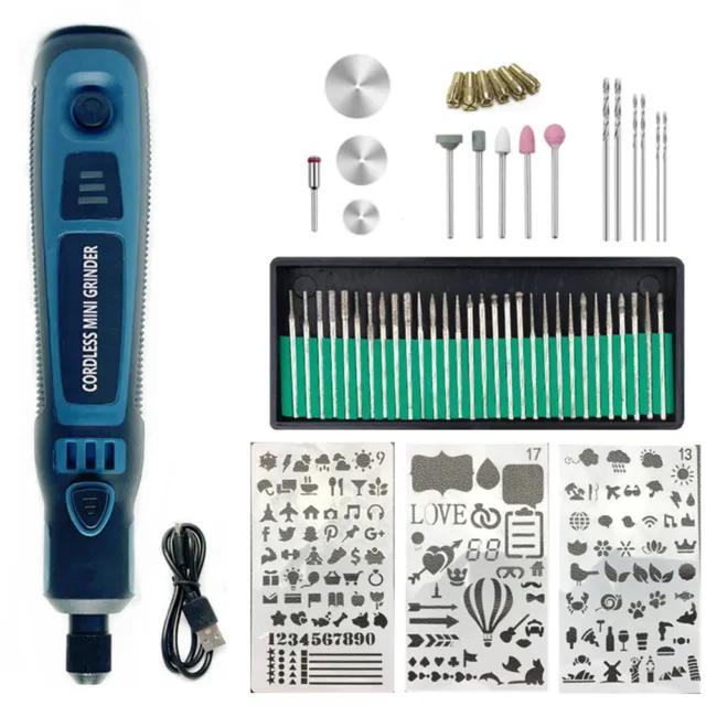 56PCS USB Cordless Electric Mini Drill Grinder Polishing Pen Rotary Tool Kit Set