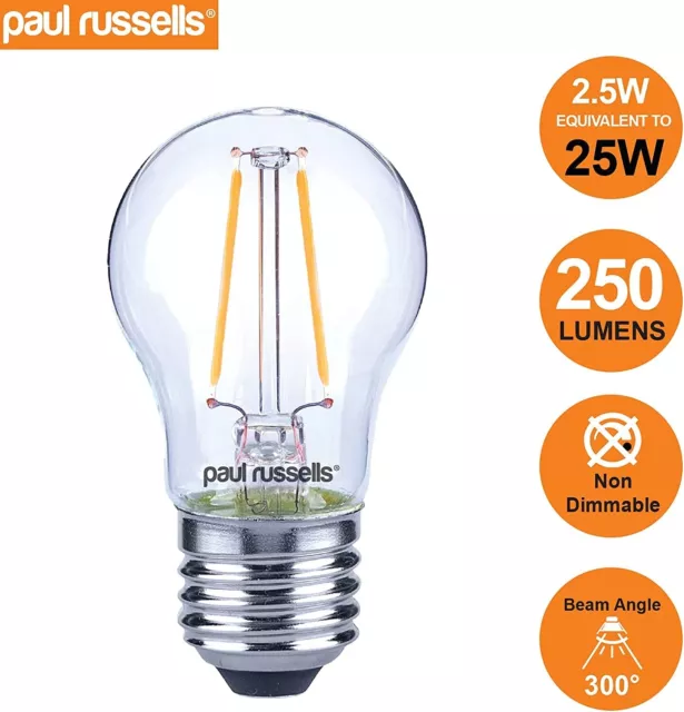 Paul Russells LED Filament Golf Ball Licht Edison Schraube E27, 25w Glühlampe Eq