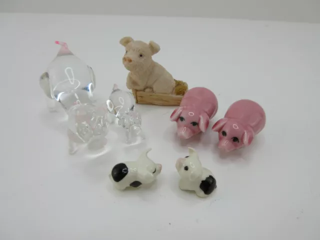 Miniature Pig Collection - Most are Glass - 7 Pieces