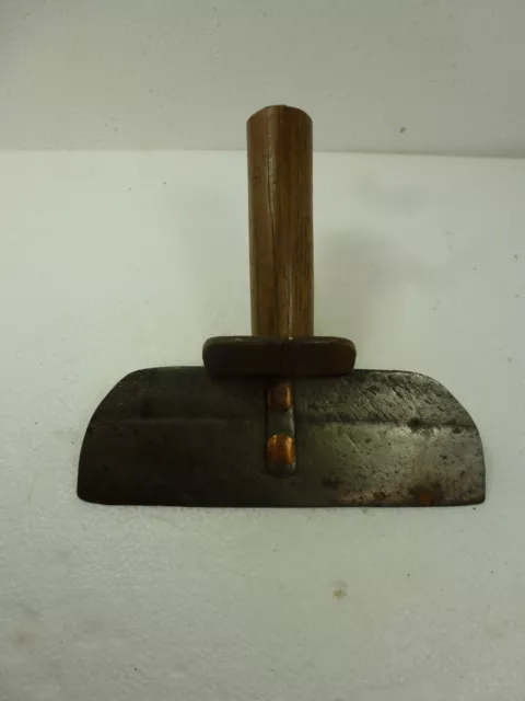 Antique 19th Century Wrought Iron & Wood Food Chopper w/ Copper Rivets