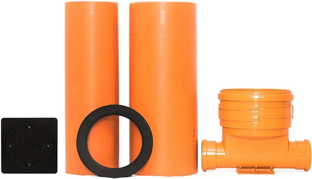 KG Schacht Abwasserschacht Schachtboden Mit Rückstauklappe DN400/DN110 - Rohr DN400, DN315 - Quadratisch Voll Deckel DN315 - Kanal Entwässerung Komplett SET