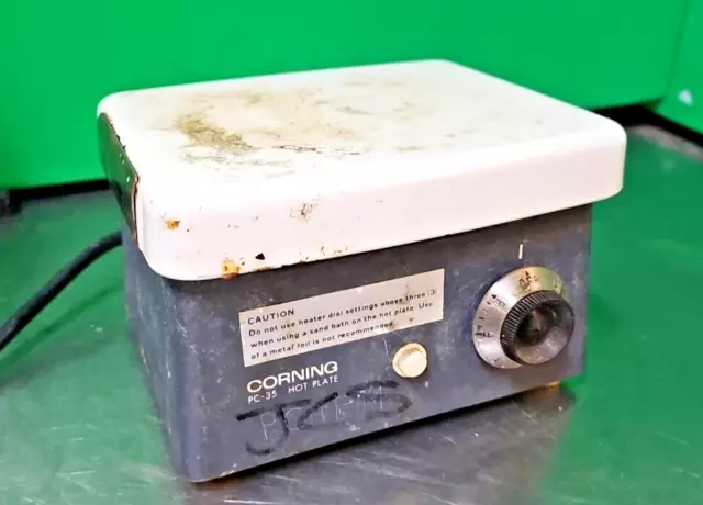 Corning PC-35 Laboratory Hot Plate Tested Works- NEEDS BULB | 7 1/2 X 7" Surface