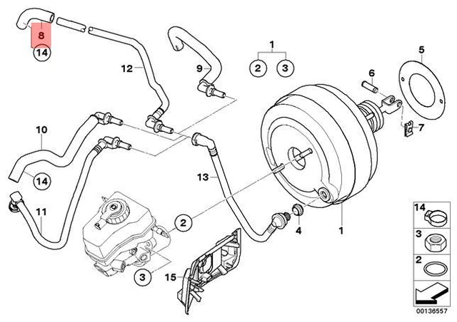 GENUINE BMW E81 E82 E84 E87 E87N E88 Brake Servo Unit Hose OEM ...