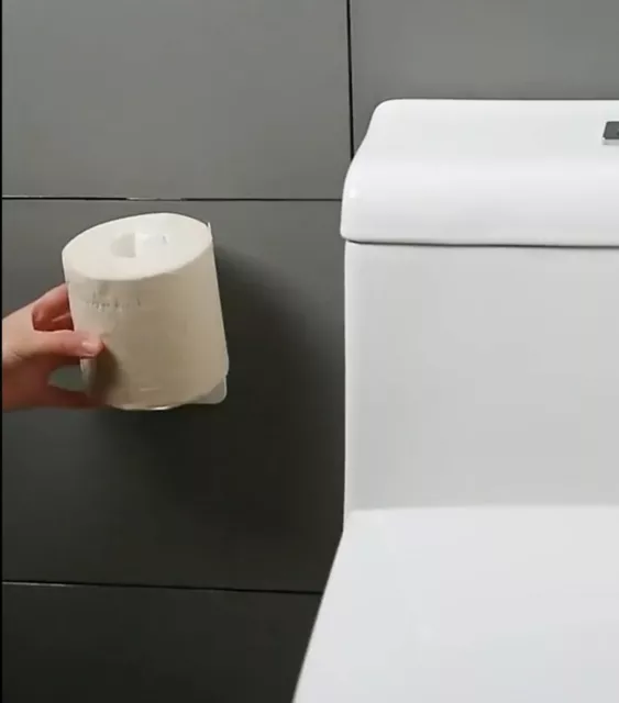 Porta Carta Adesivo Portarotolo Pvc Bianco per Bagno Cucina