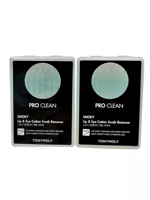 TonyMoly Pro Clean Smoky Lip & Eye Cotton Swab Remover 20 Swabs Set of 2