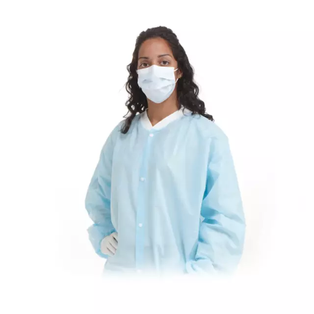 Medicom 8016 SafeBasics Surgical Lab Gowns Small Sky Blue 10/Pk