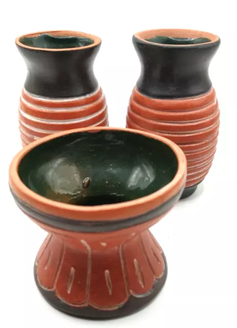 Terra Cotta Pottery Vases from Mexico Bodega Oaxaca Barro Great Condition 3 BXV