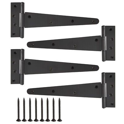 4 Pcs 10 Inch Heavy Duty Gate Hinges Outdoor T Strap & Screw for Wood Fence Door