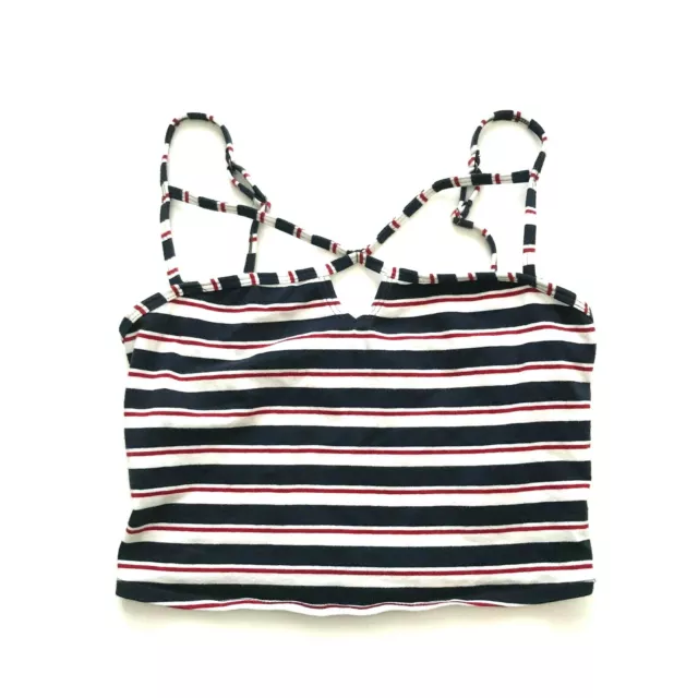 Hollister Women's Crop Top Size XS Navy Blue, Red, White Stripe, Crop Tank