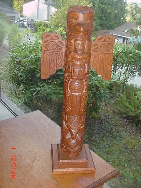 Wonderful 20 Inch Nw Coast Indian Totem Pole Raven Flood Wonderful 20 Inch Nw Coast Indian Totem Pole Raven Flood