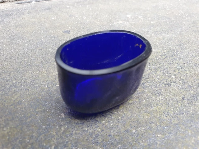 ANTIQUE VINTAGE BRISTOL BLUE REPLACEMENT GLASS LINER SALT MUSTARD POT cc