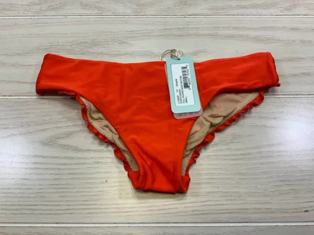 Luli Fama Cosita Buena Ruched Bikini Bottom, Women's Size S, Red NEW MSRP $80