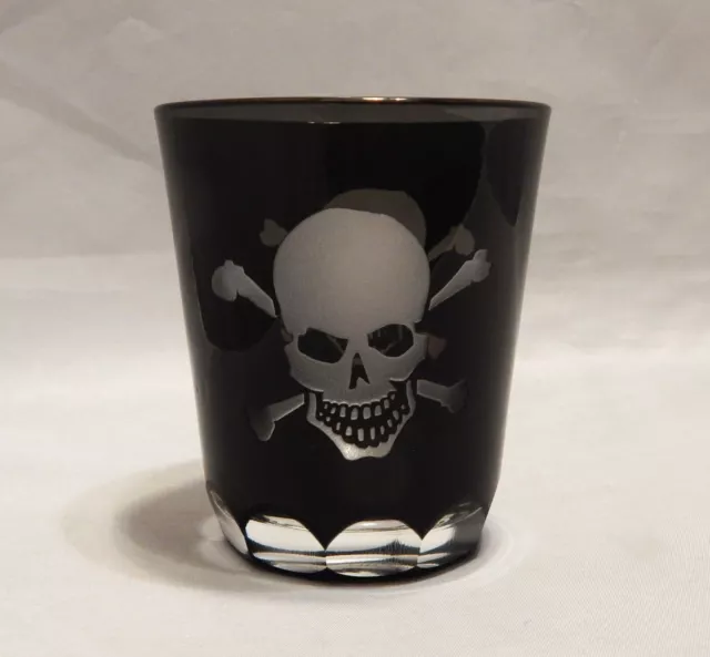 Two's Company Etched Skull Old Fashioned Whiskey Glass