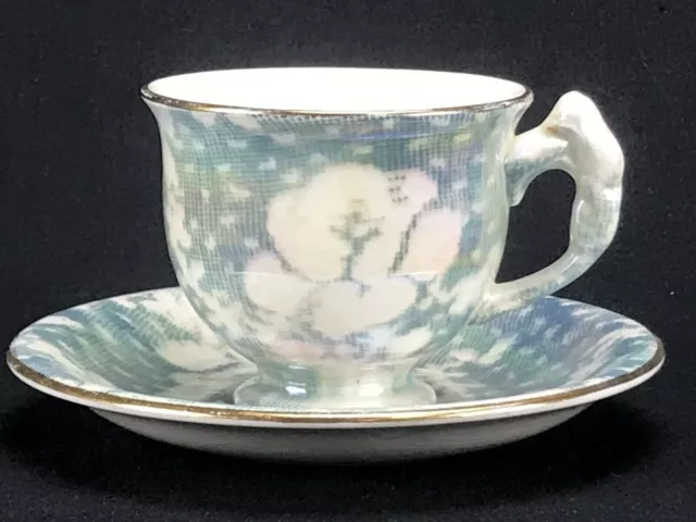 Vintage 1930s Royal Winton Grimwades BLUE BROCADE Demitasse Tea Cup & Saucer Set