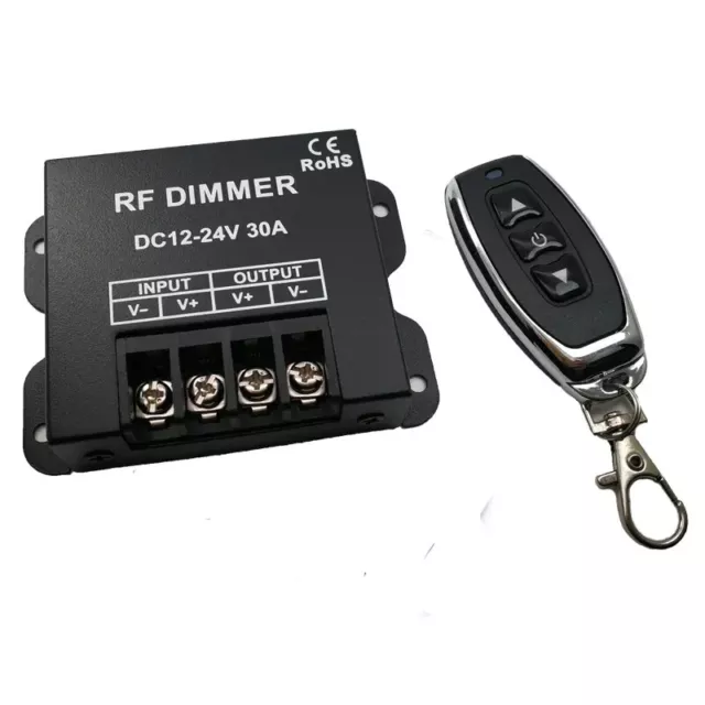 30A LED Dimmer Controller Low Voltage 12-24V 3 Key RF Wireless Remote Controller