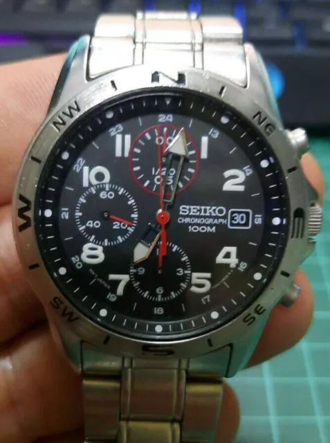 NEAR MINT SEIKO Chronograph 7T92-0DX0 watch Black 100M USED Analog Work  Perfect EUR 190,80 - PicClick FR
