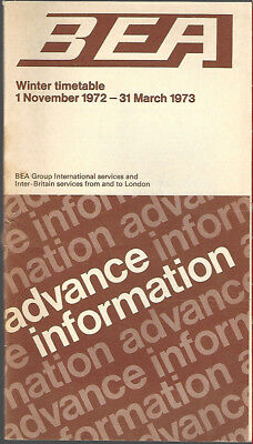 BEA British European Airways advance international timetable 11/1/72 [9011] Buy
