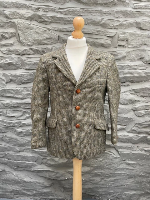 Giacca sportiva classica vintage Harrods Harris Tweed bambini 30/31" petto. 7 anni