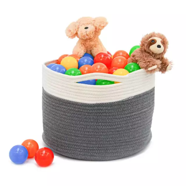 Ø34x25 cesta de cuerda de algodón 20L cesta de almacenamiento boho cesta de ropa cesta de habitación infantil