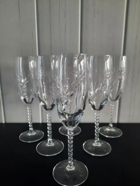 6 Verres Flûtes À Champagne Cristal D'arques Modèle Fleury  Epi