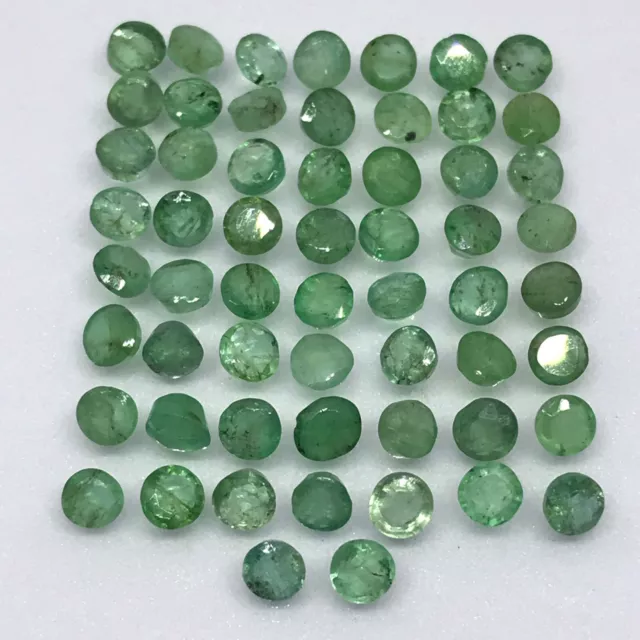 EMERALD 58 PCS SET 6.65ct Green Round 2.9 to 3.1mm Natural Untreated Zambia