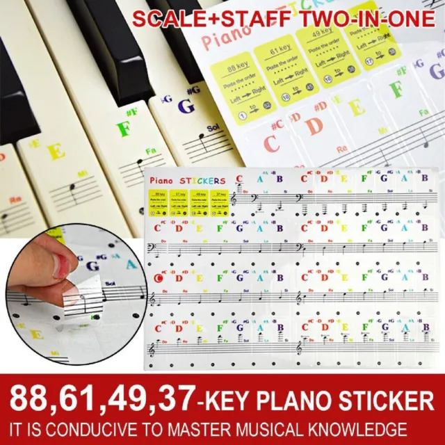 Universal Piano learner Sticker 37/49/61/88 Key Note Keyboard Piano Stickers
