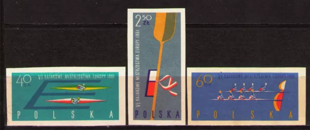 Poland 1961 Sc1006-8(I) Mi1254-6B 3v mnh 6th European Canoe Championships,Poznan