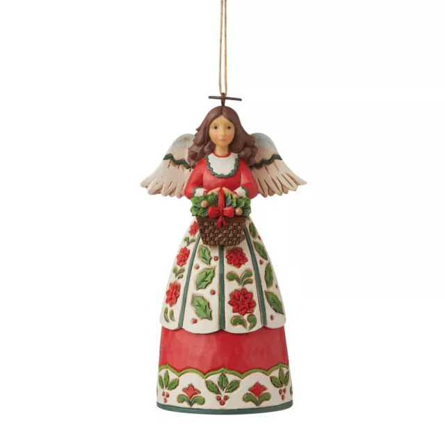 Enesco Jim Shore Heartwood Creek Christmas Floral Angel Ornament 4.75 Inch