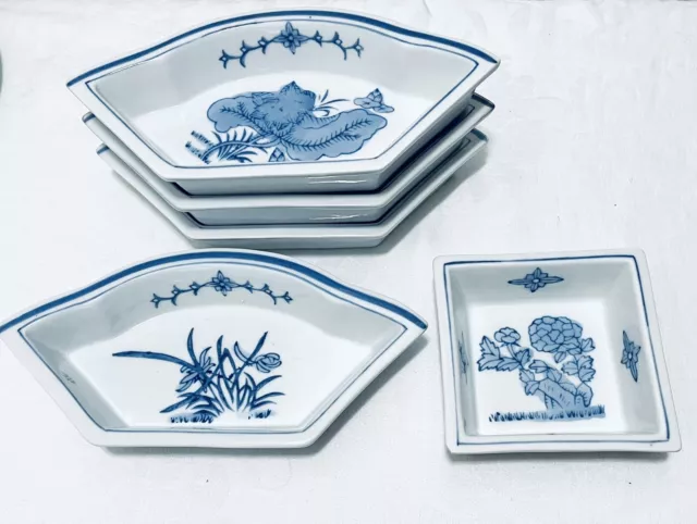 Antique 5-Piece Porcelain Canton Imports Blue & White Lazy Susan Williams Sonoma 2