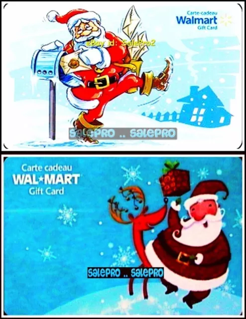 2x WALMART CHRISTMAS SANTA CLAUS DANCE CHECKING MAIL COLLECTIBLE GIFT CARD LOT
