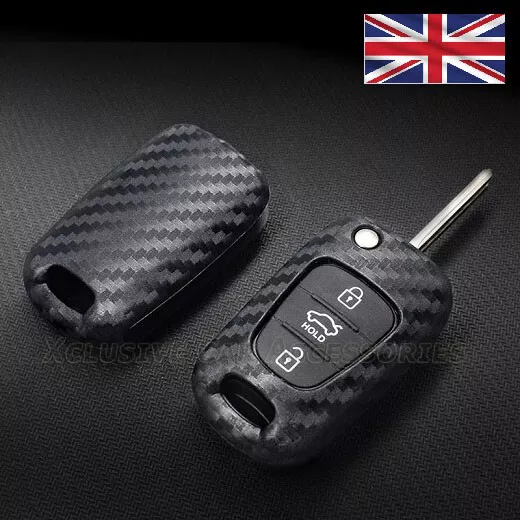 Carbon Fiber Key Cover for Kia Hyundai 2 3 Button Flip Key Case Remote Fob s30cf