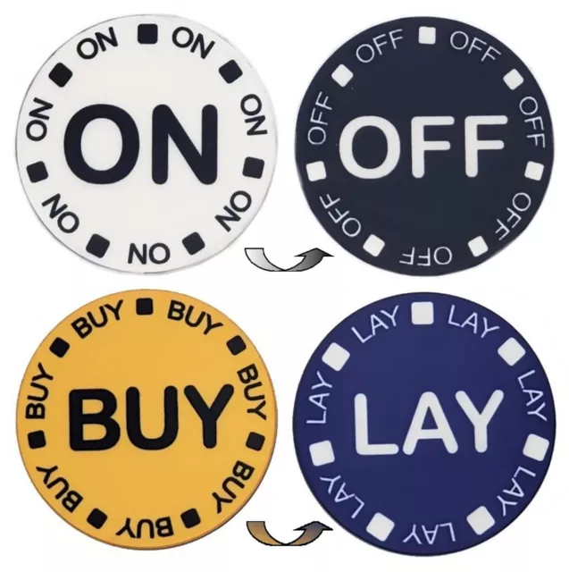 2-Sided Craps On/Off and Buy/Lay Ceramic 1.5" Chip-Size Lammer Buttons Pack