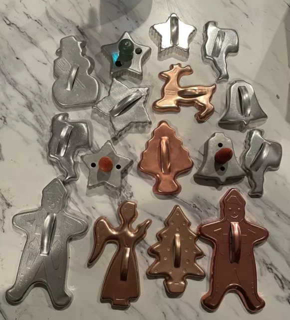 Aluminum Vintage Variety Cookie Cutters Lot of 16 Holiday Christmas