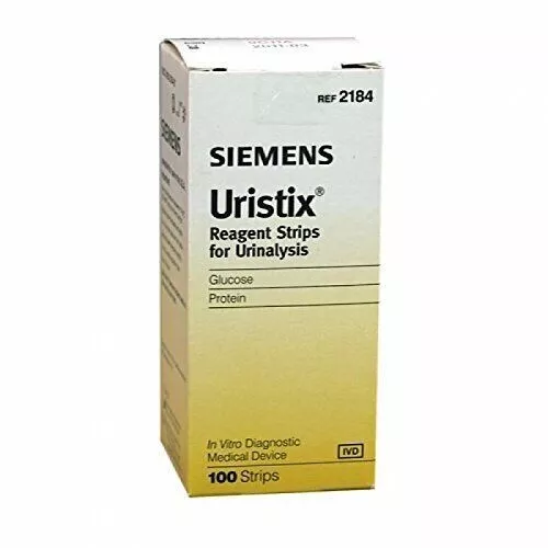 Siemens Uristix Protein & Glucose Urine Test Strips 100 Strips