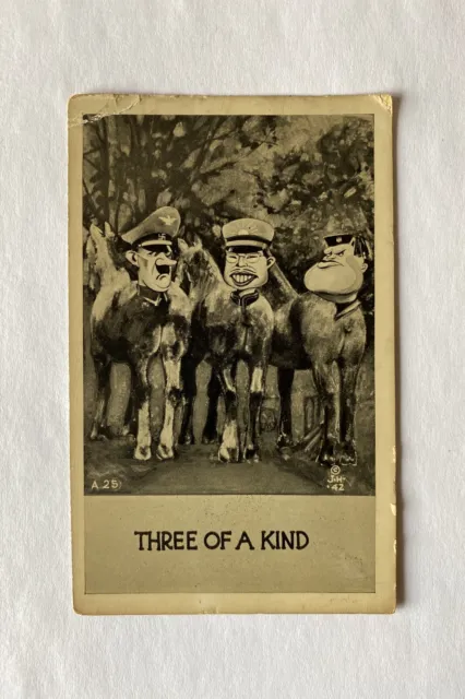 WWII  Original 1940's Postcard "Three Of A Kind"