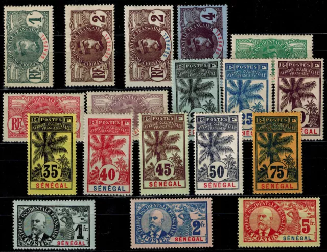 Timbres du Sénégal du  N° 30 au 46  neufs * avec légère trace de charnière